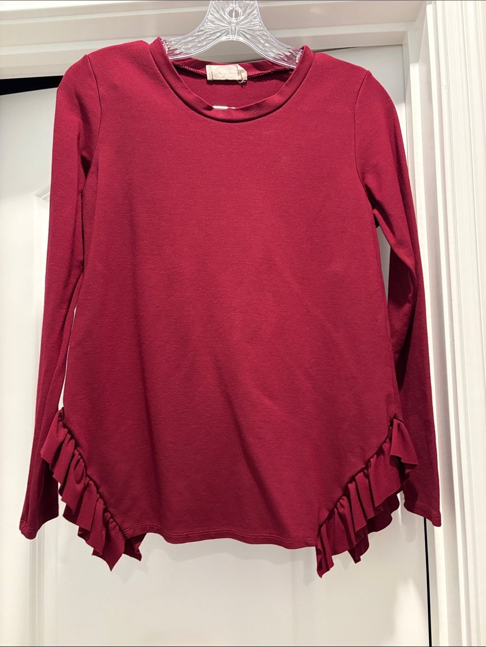 LAST CHANCE! Burgundy Ruffle Hem Sweatshirt